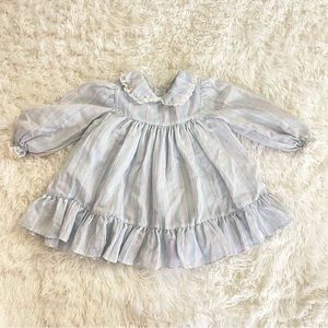 Vintage Bryan baby pastel dress lace collar size t 2 infant Easter holiday